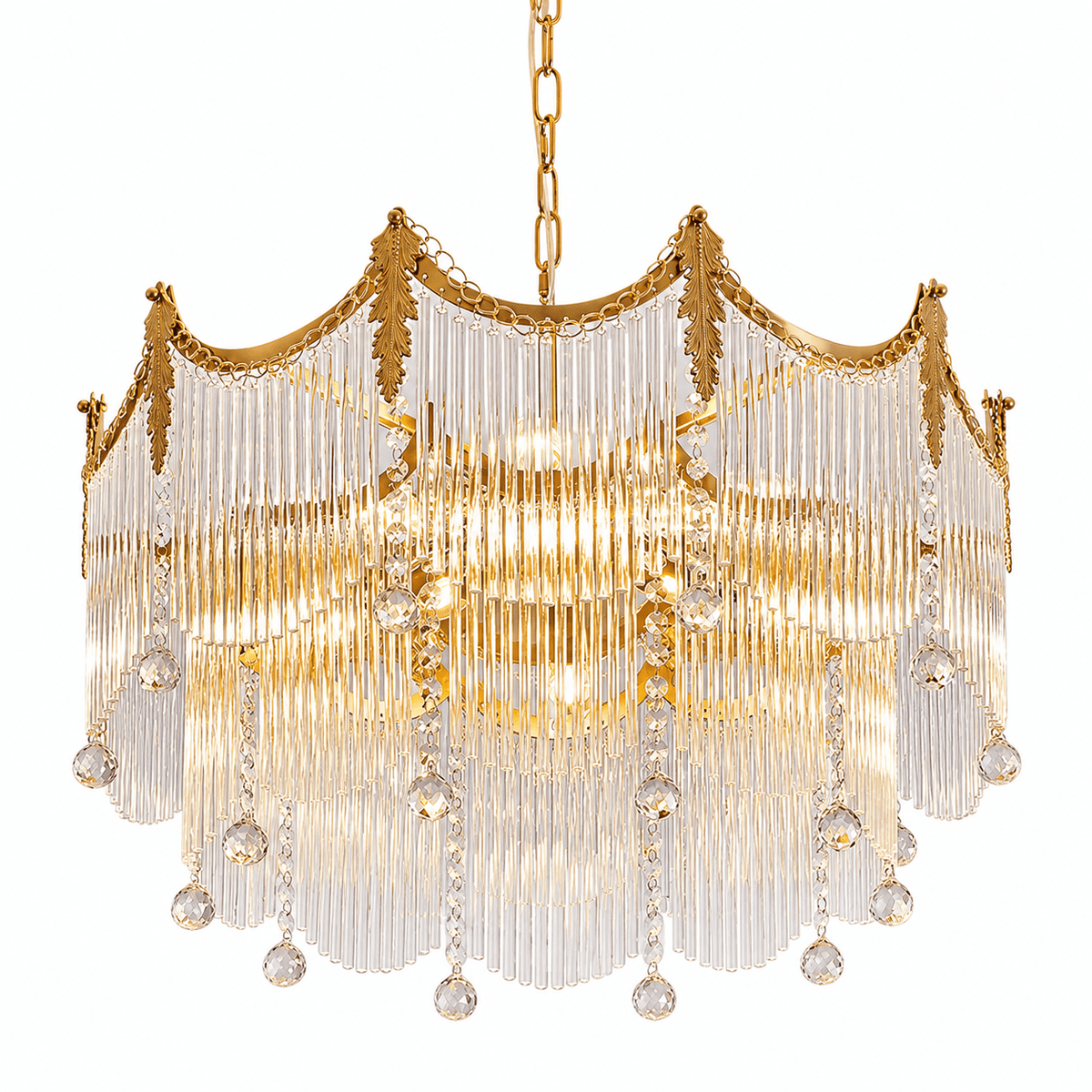 Cascading Crystal Chandelier Tiered Staircase Pendant