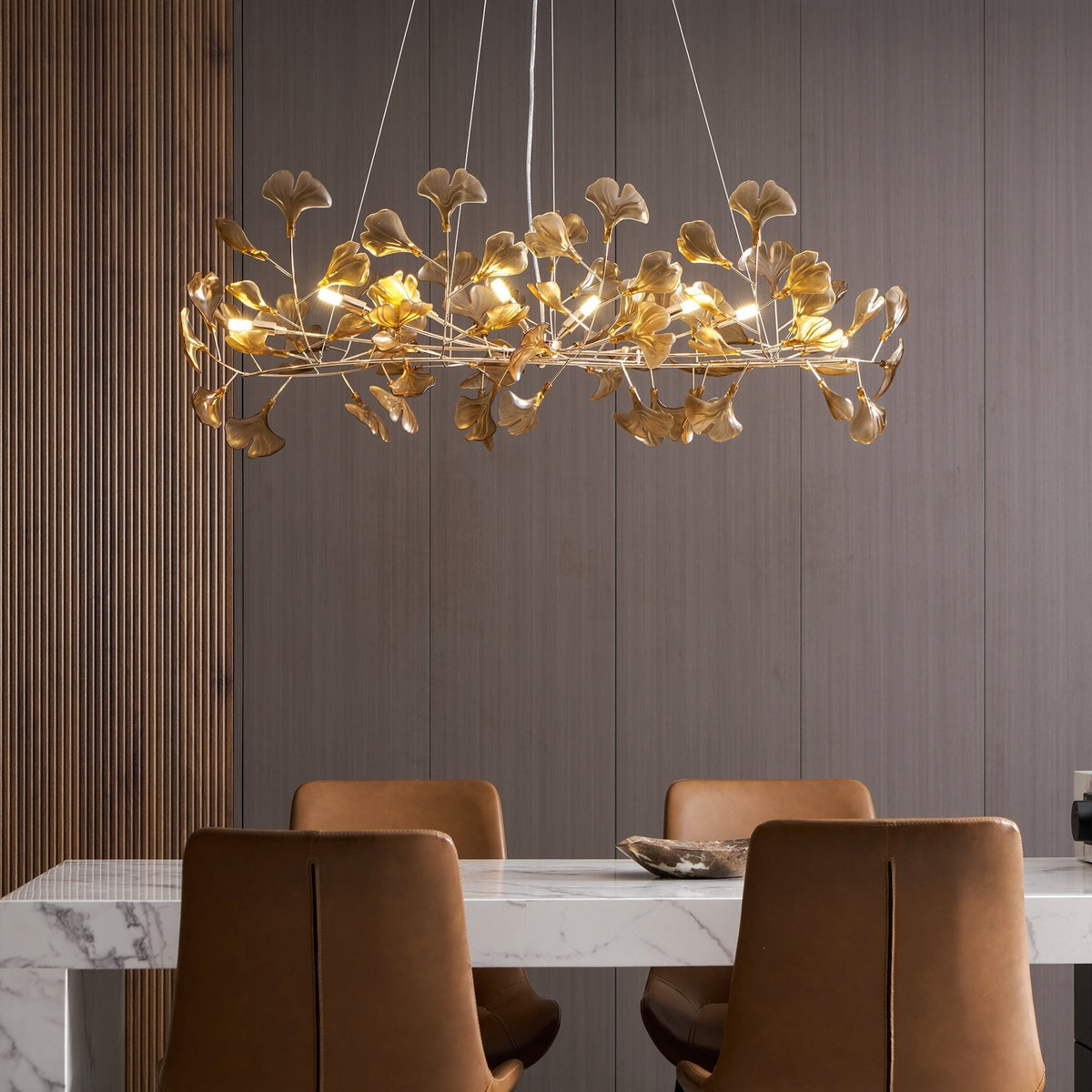 Ginkgo Canopy Chandelier Leaf Linear Pendant Light