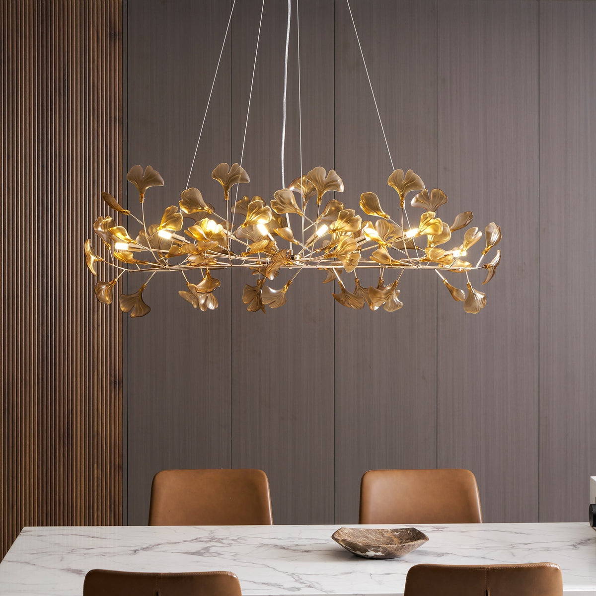 Ginkgo Canopy Chandelier Leaf Linear Pendant Light