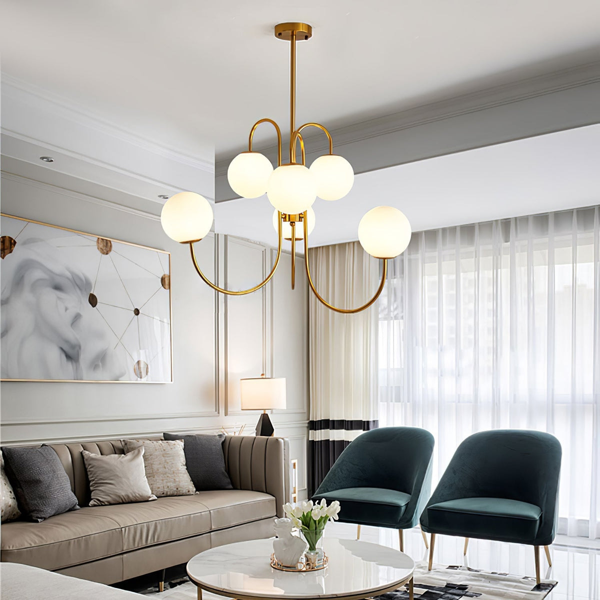 Halo Globe Chandelier Ring Frame Ceiling Light