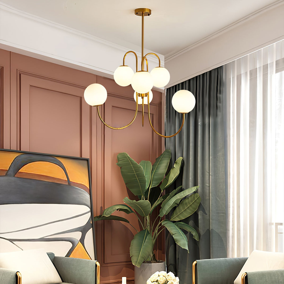 Halo Globe Chandelier Ring Frame Ceiling Light