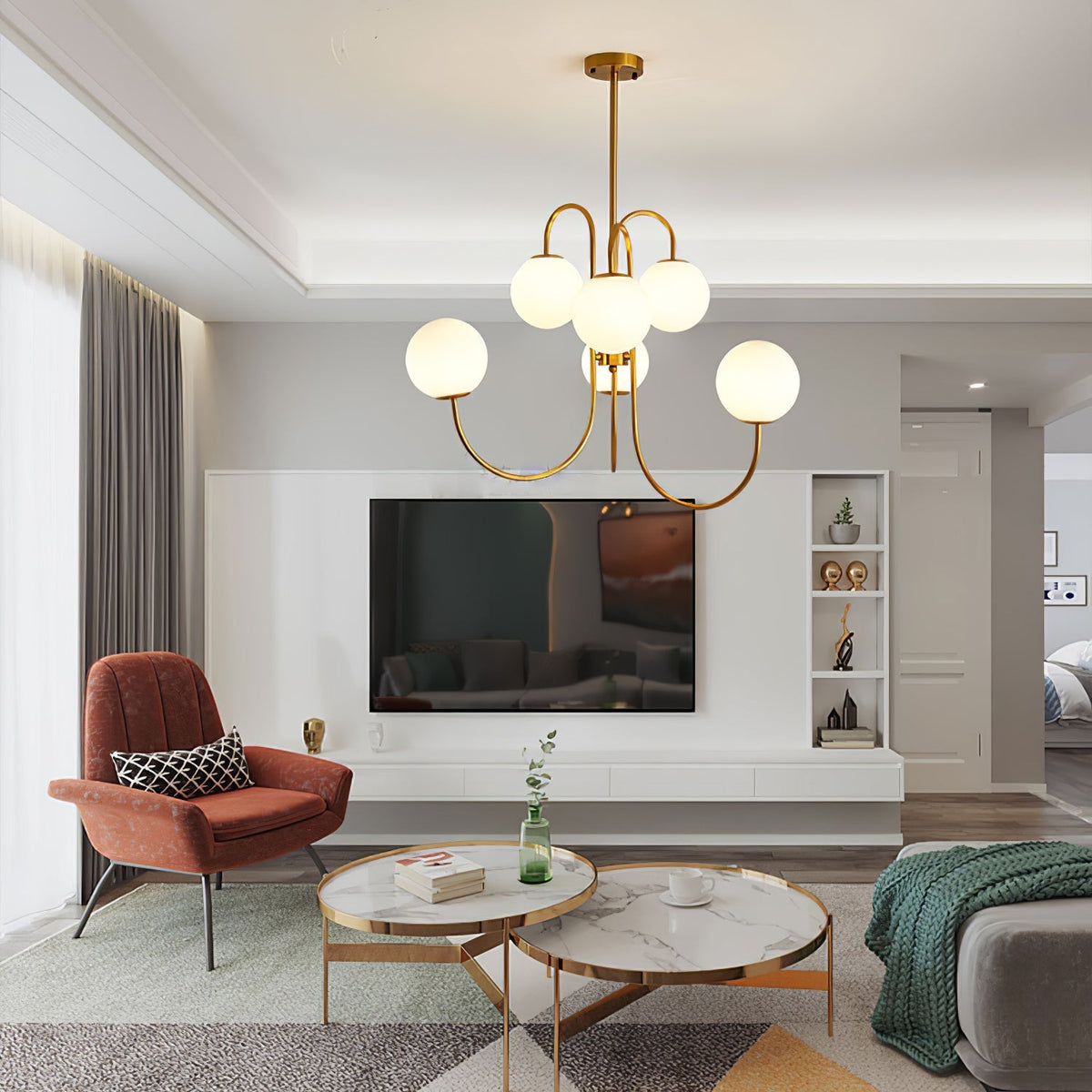 Halo Globe Chandelier Ring Frame Ceiling Light