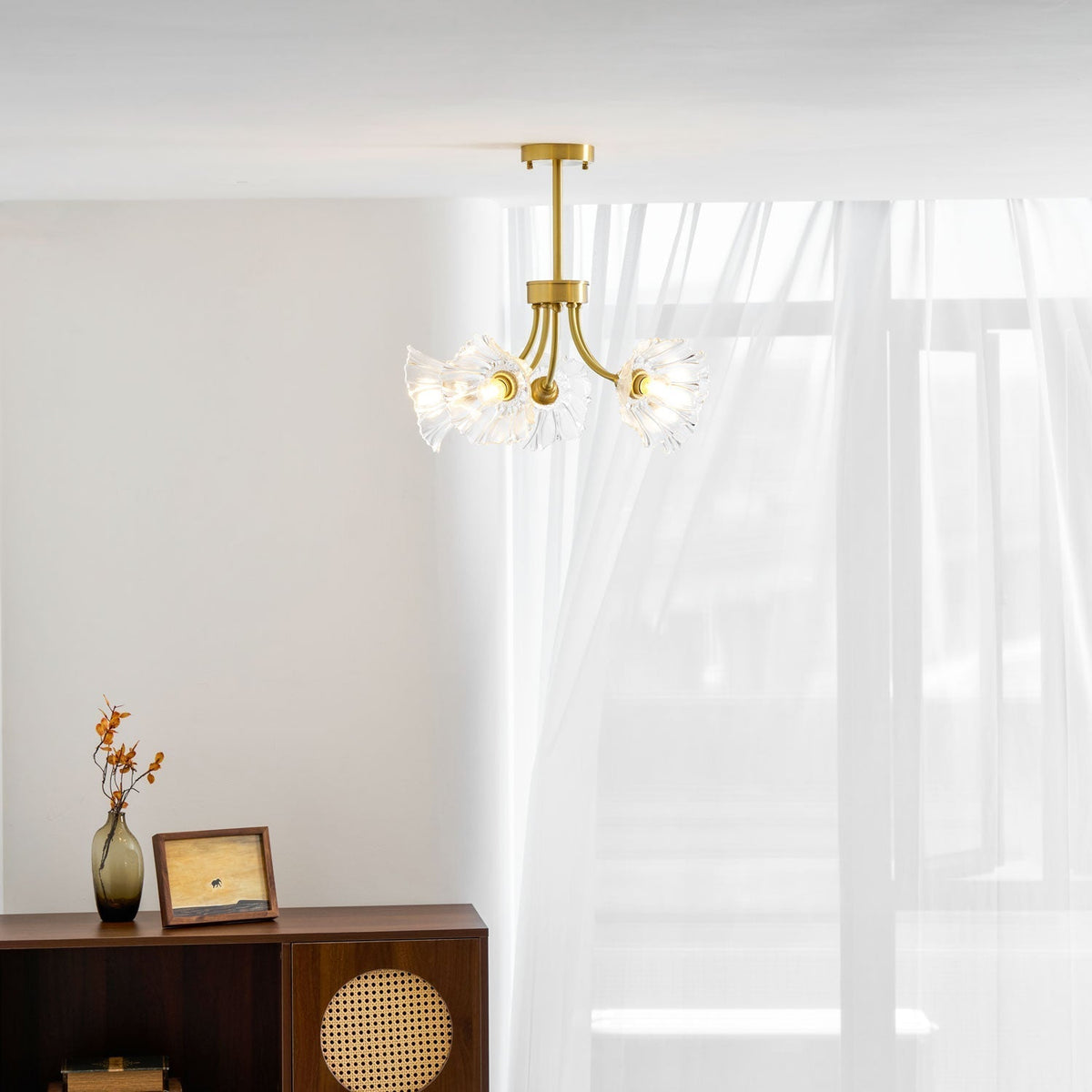 Petal Bloom Chandelier Floral Glass Ceiling Light