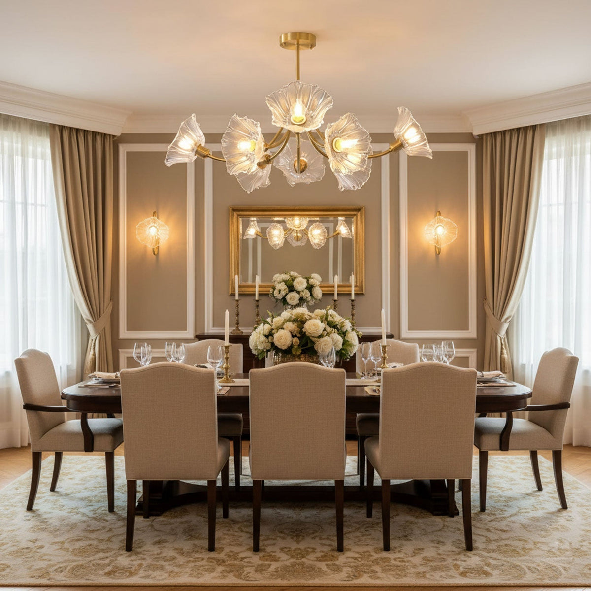 Petal Bloom Chandelier Floral Glass Ceiling Light