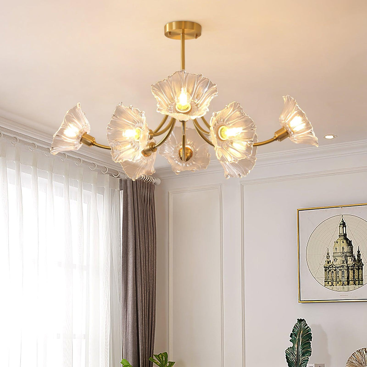 Petal Bloom Chandelier Floral Glass Ceiling Light