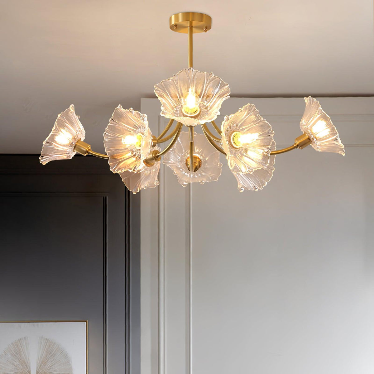 Petal Bloom Chandelier Floral Glass Ceiling Light