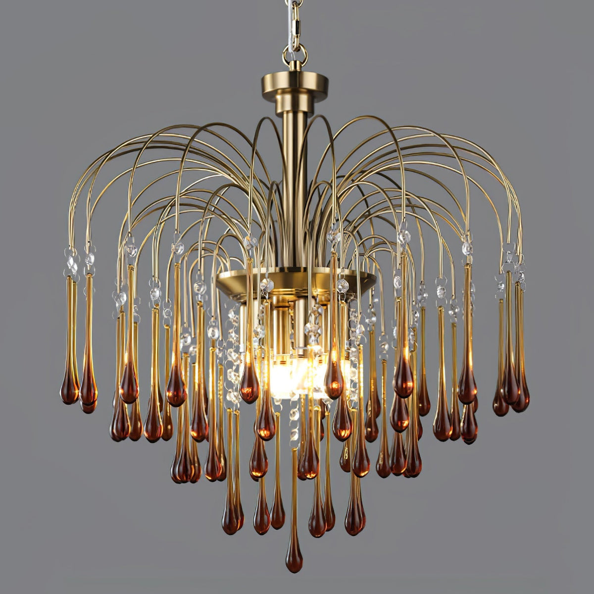Cascade Glass Chandelier Tiered Bubble Pendant Light