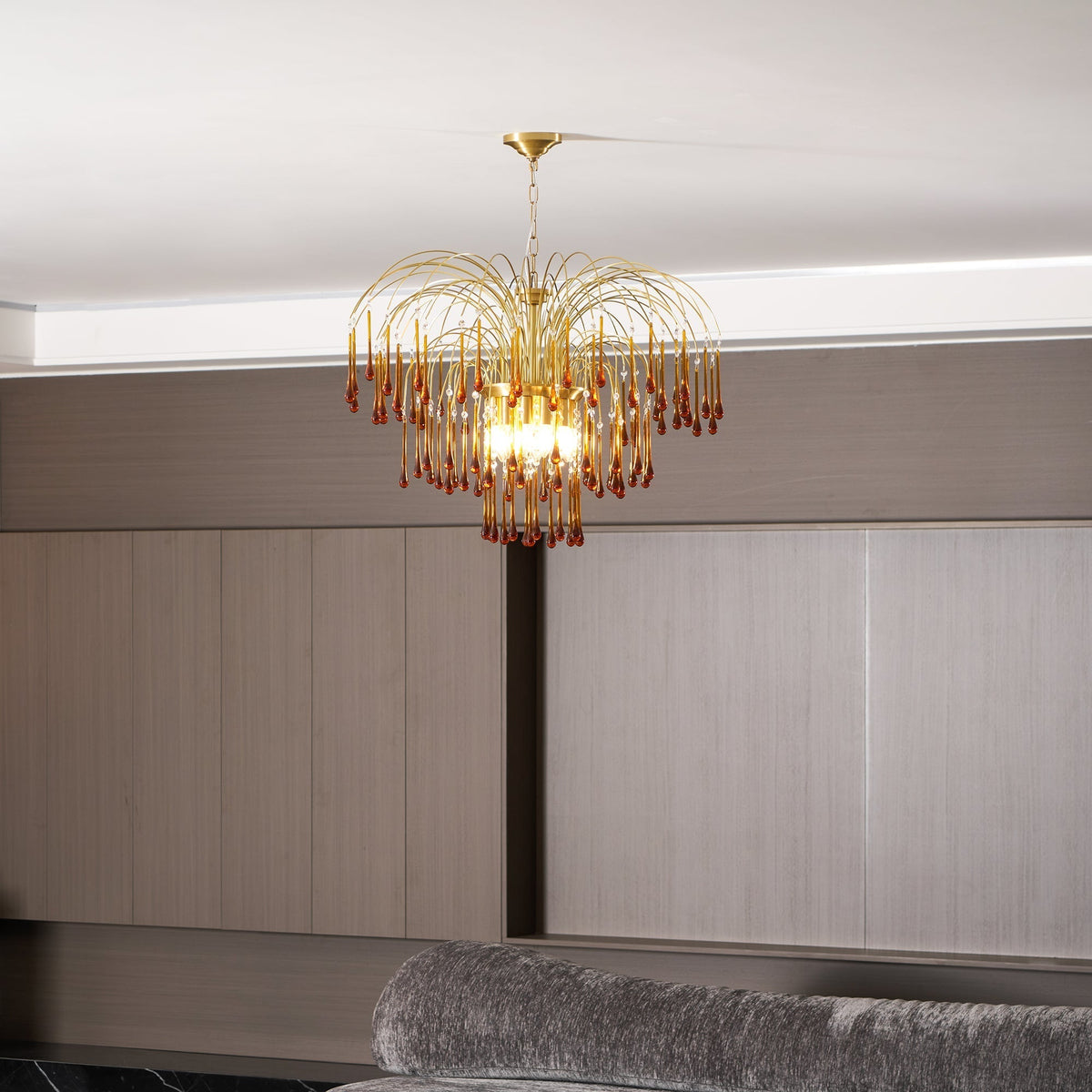 Cascade Glass Chandelier Tiered Bubble Pendant Light