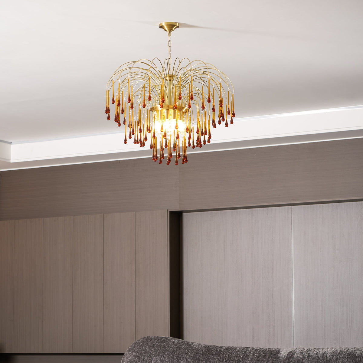 Cascade Glass Chandelier Tiered Bubble Pendant Light