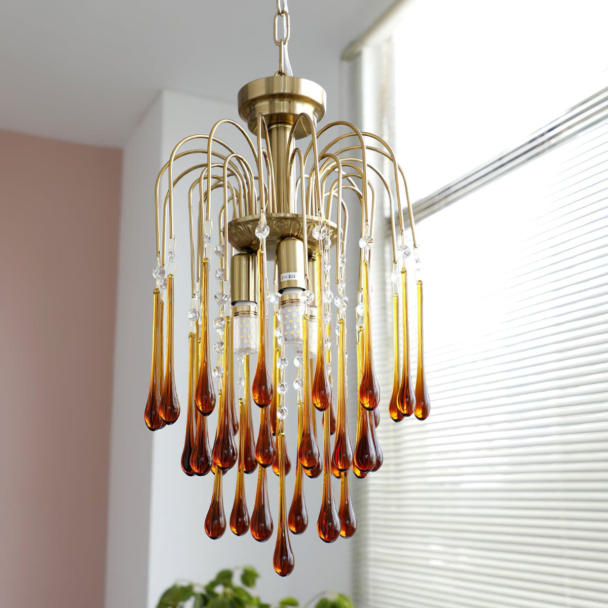 Cascade Glass Chandelier Tiered Bubble Pendant Light