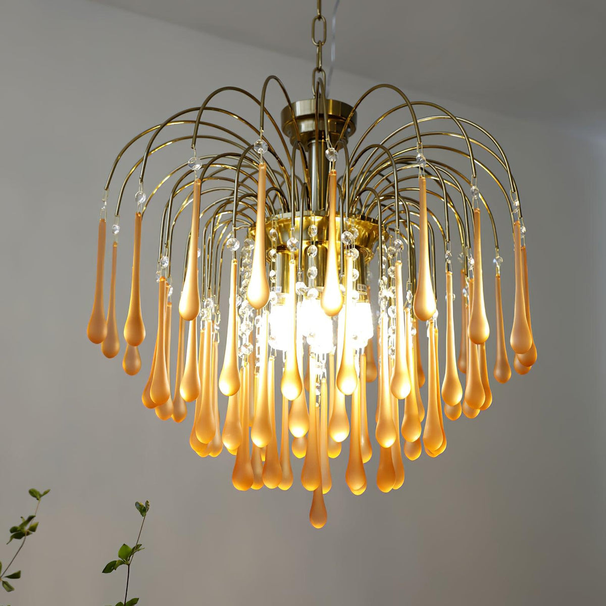 Cascade Glass Chandelier Tiered Bubble Pendant Light