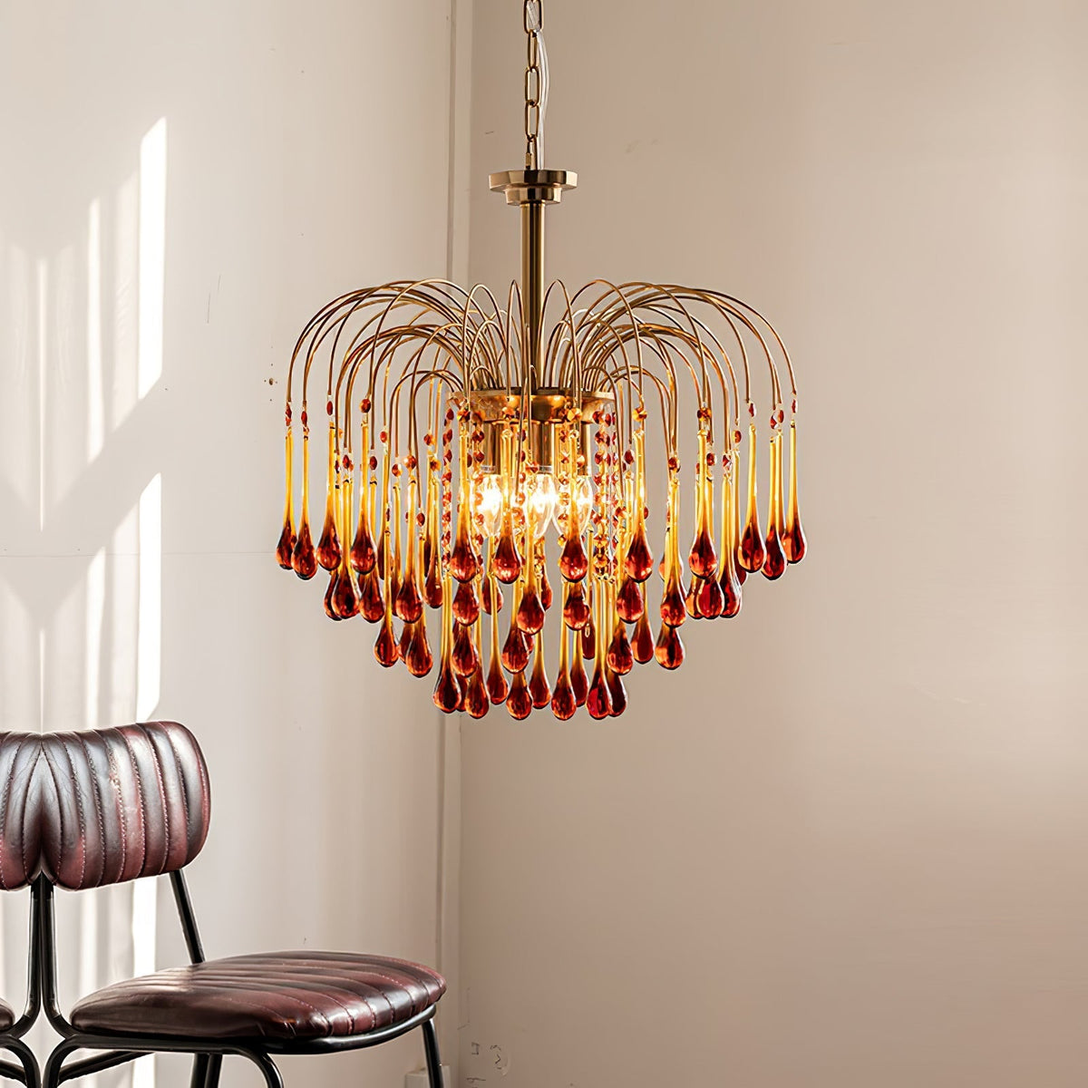 Cascade Glass Chandelier Tiered Bubble Pendant Light