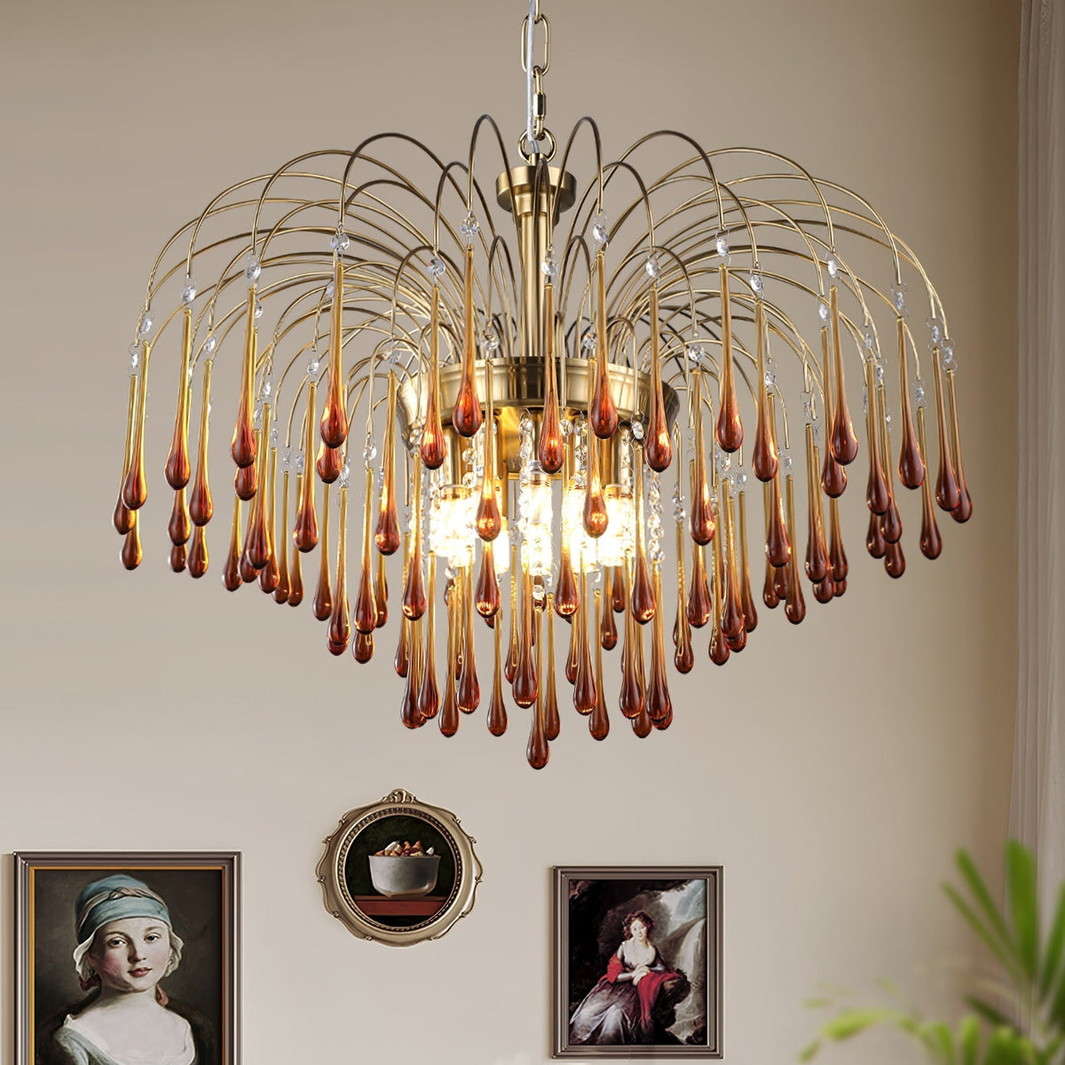 Cascade Glass Chandelier Tiered Bubble Pendant Light