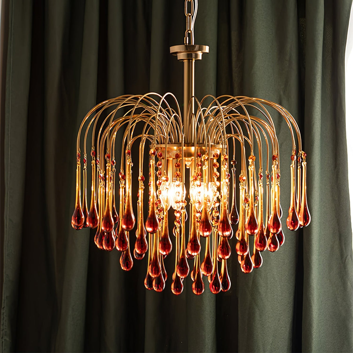 Cascade Glass Chandelier Tiered Bubble Pendant Light