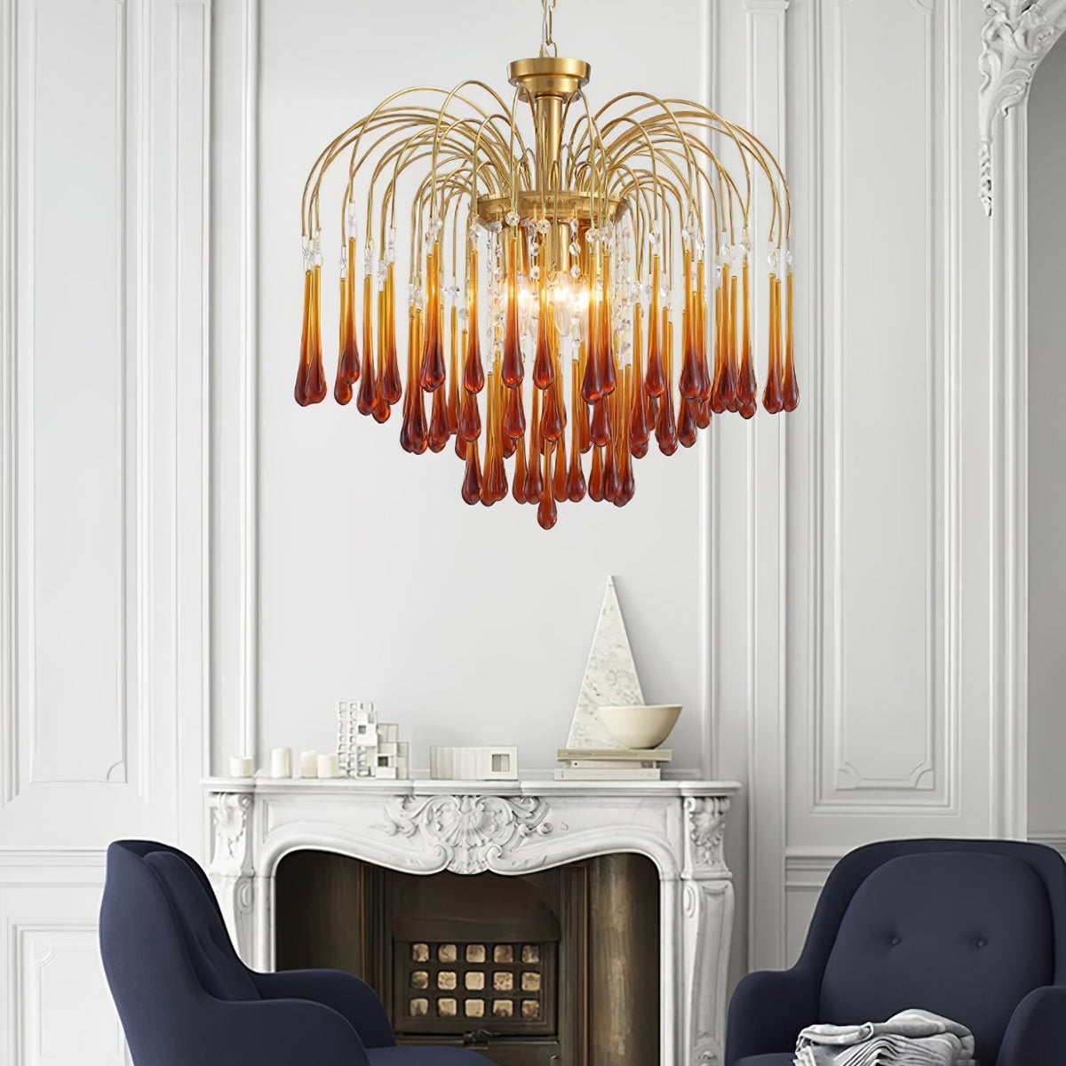 Cascade Glass Chandelier Tiered Bubble Pendant Light