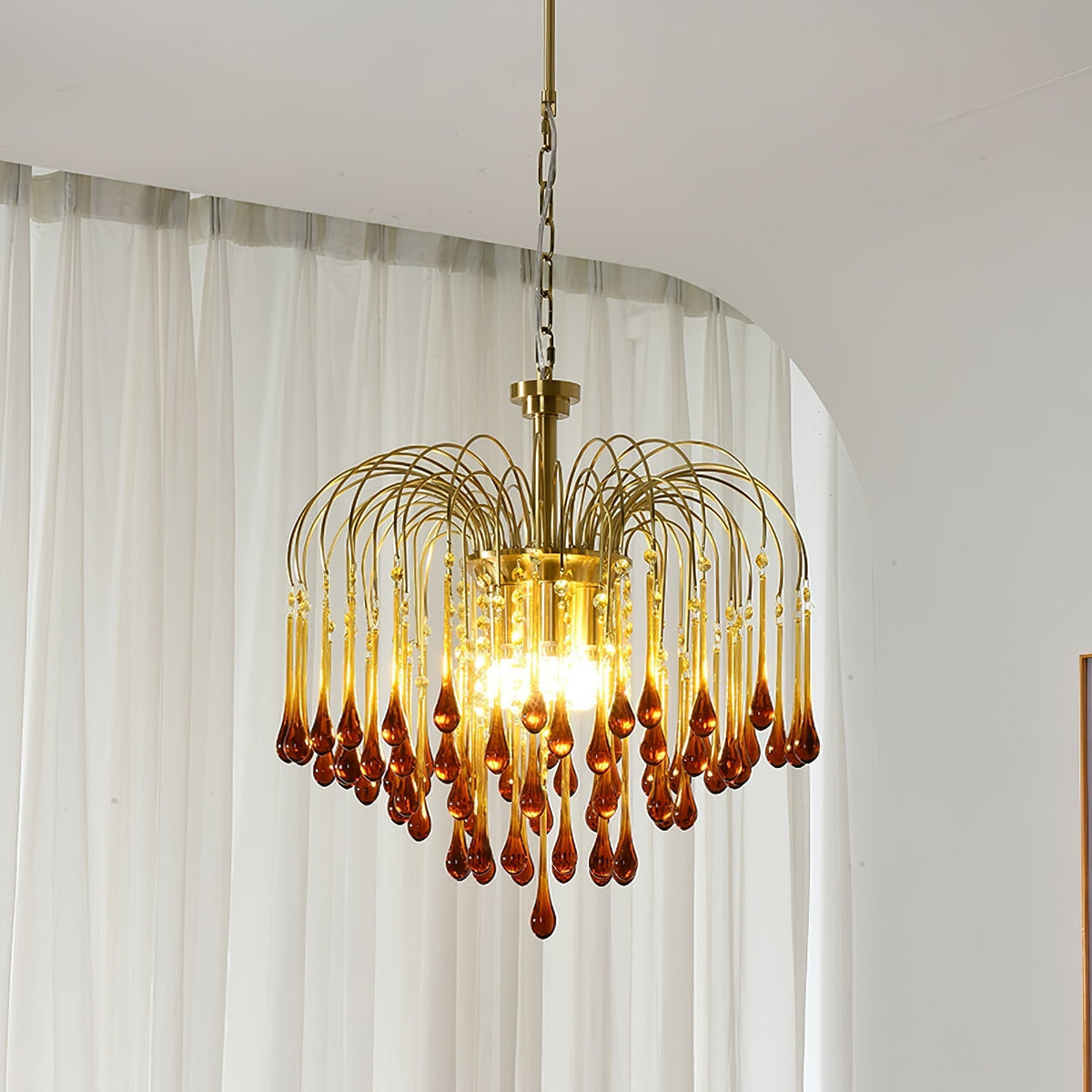 Cascade Glass Chandelier Tiered Bubble Pendant Light