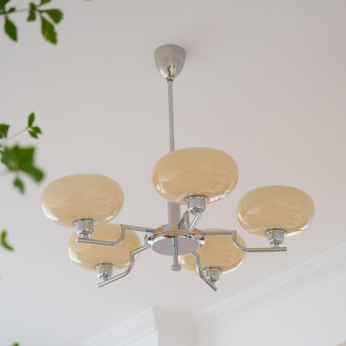 Multi-Arm Glass Chandelier Modern Globe Ceiling Light