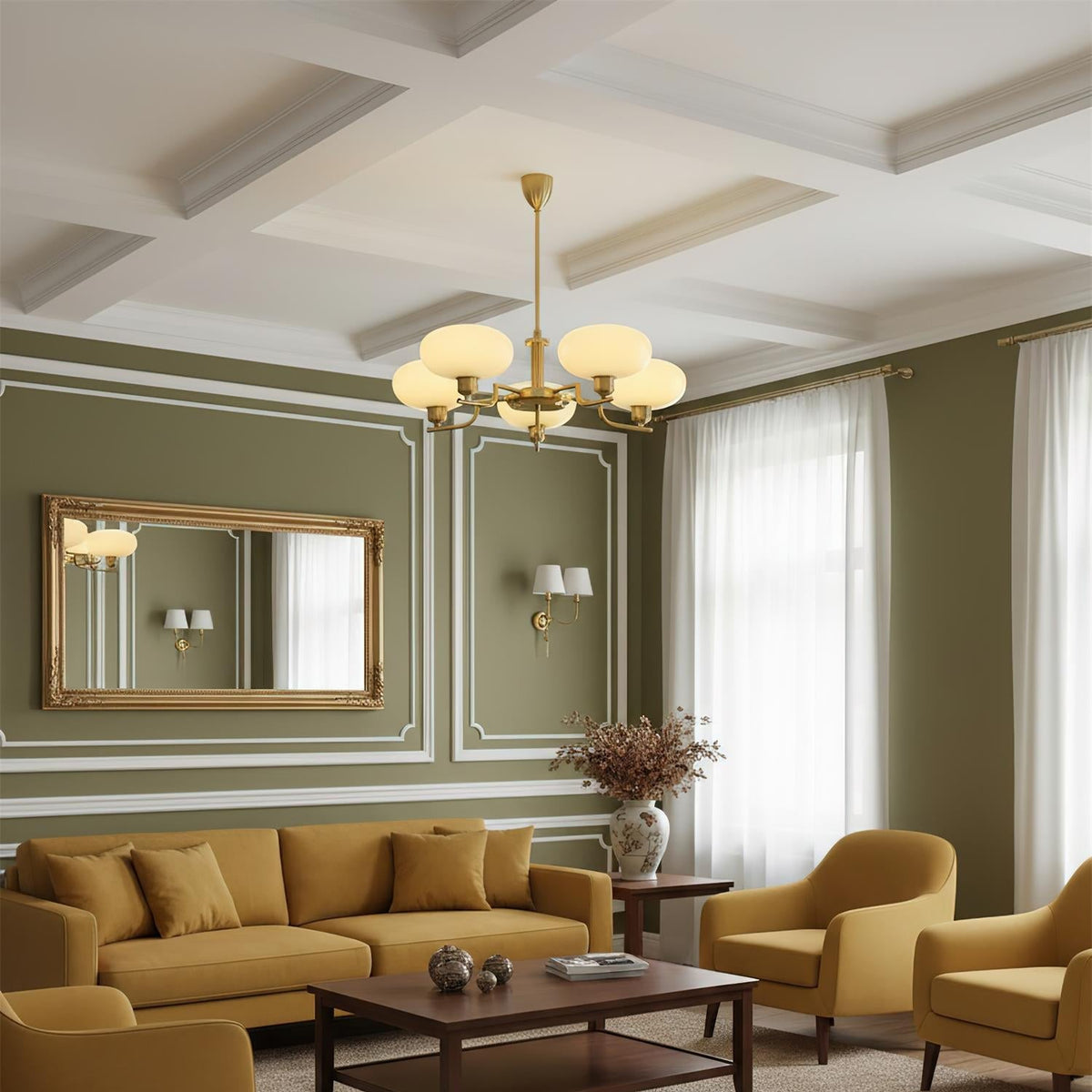 Multi-Arm Glass Chandelier Modern Globe Ceiling Light