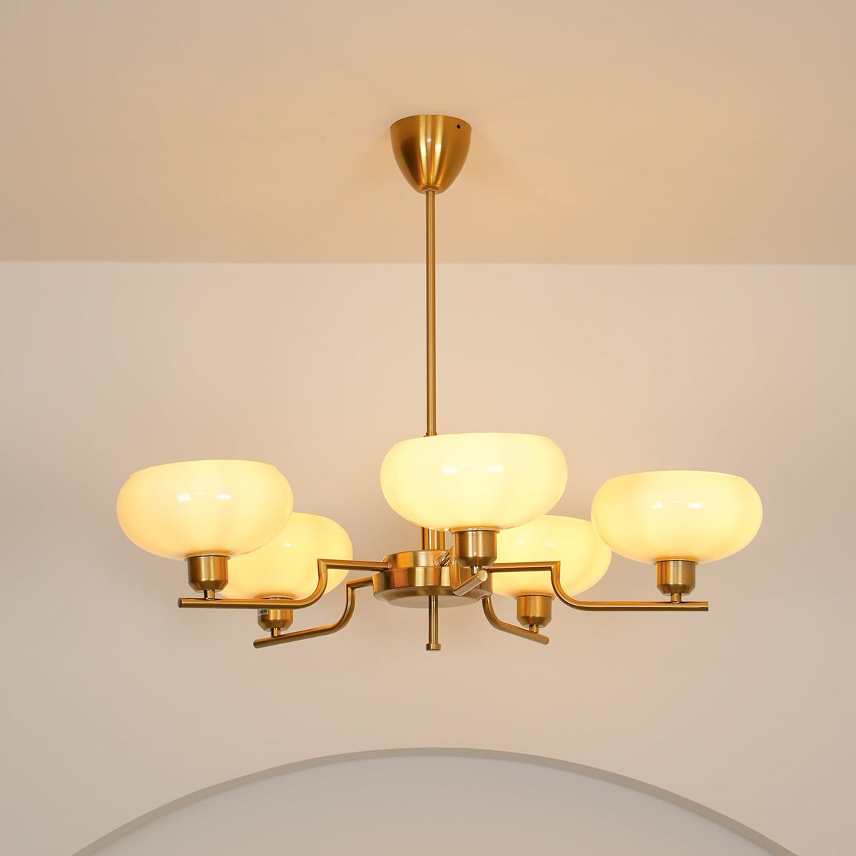 Multi-Arm Glass Chandelier Modern Globe Ceiling Light