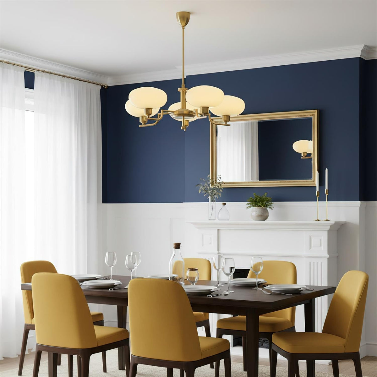 Multi-Arm Glass Chandelier Modern Globe Ceiling Light