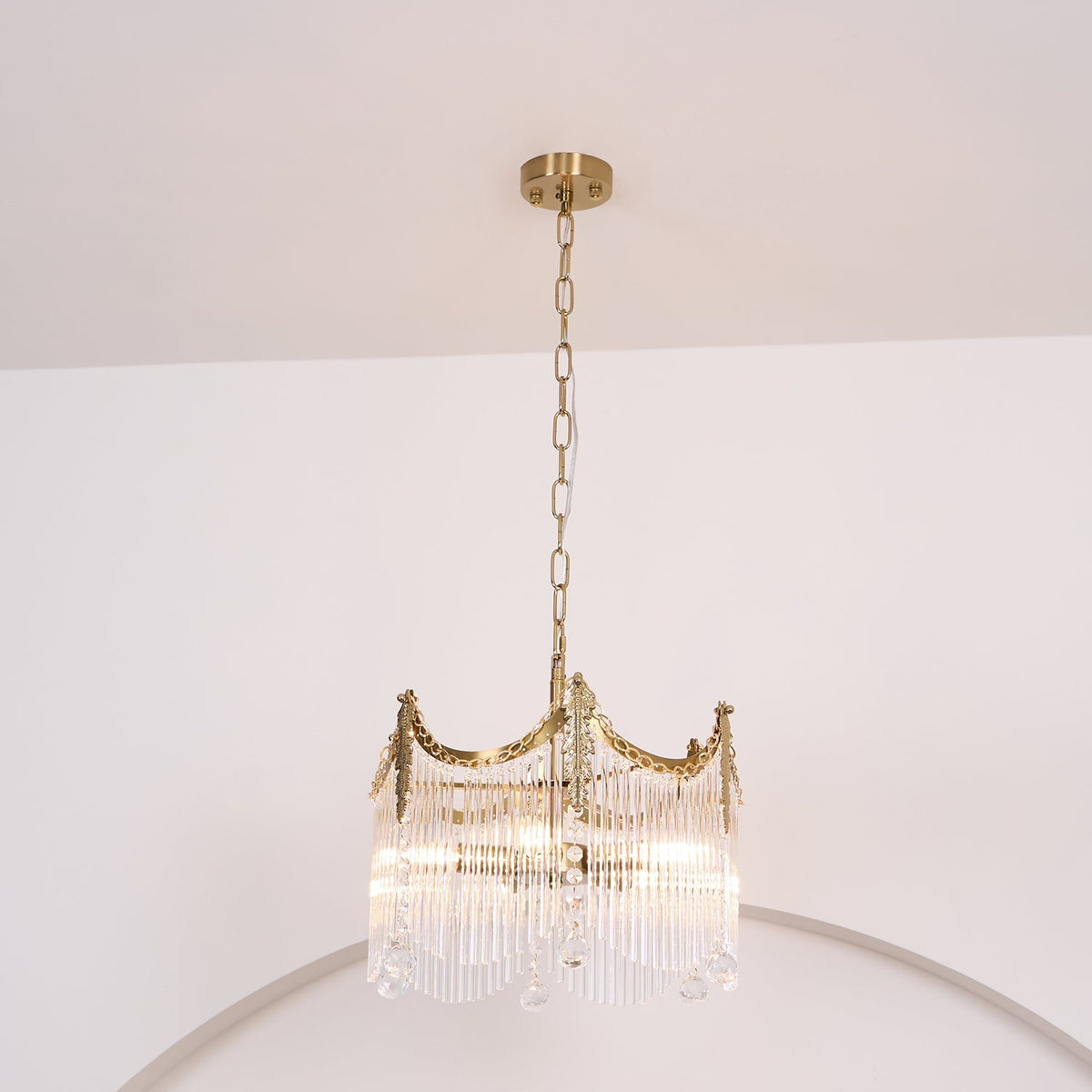 Cascading Crystal Chandelier Tiered Staircase Pendant