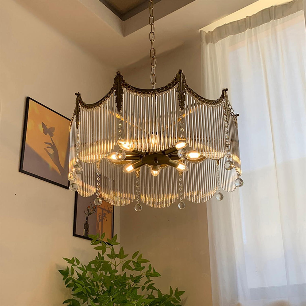 Cascading Crystal Chandelier Tiered Staircase Pendant