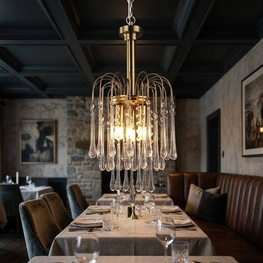 Cascade Glass Chandelier Tiered Bubble Pendant Light