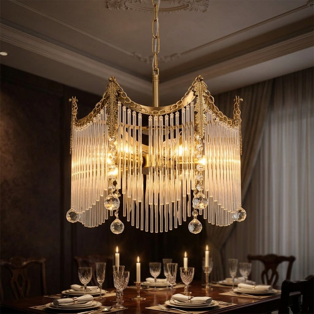 Cascading Crystal Chandelier Tiered Staircase Pendant