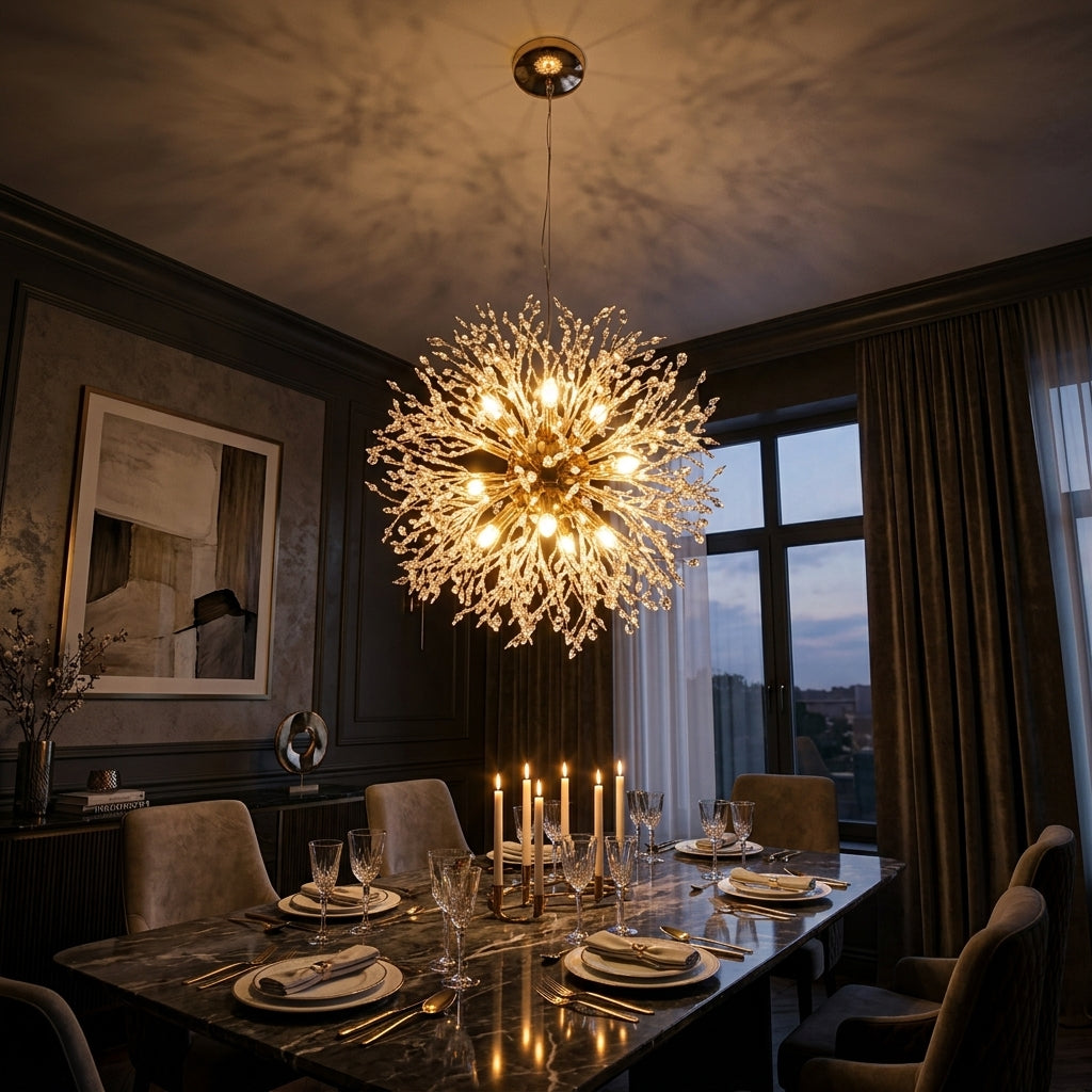 Dandelion Crystal Chandelier Sputnik Ceiling Light