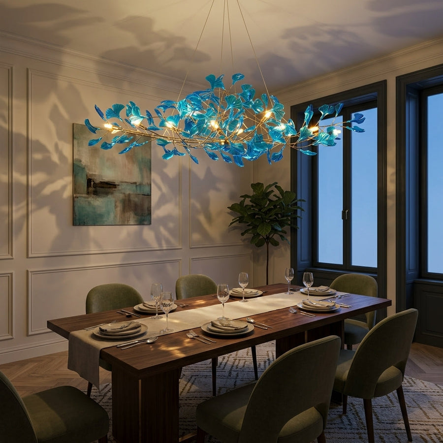 Ginkgo Canopy Chandelier Leaf Linear Pendant Light