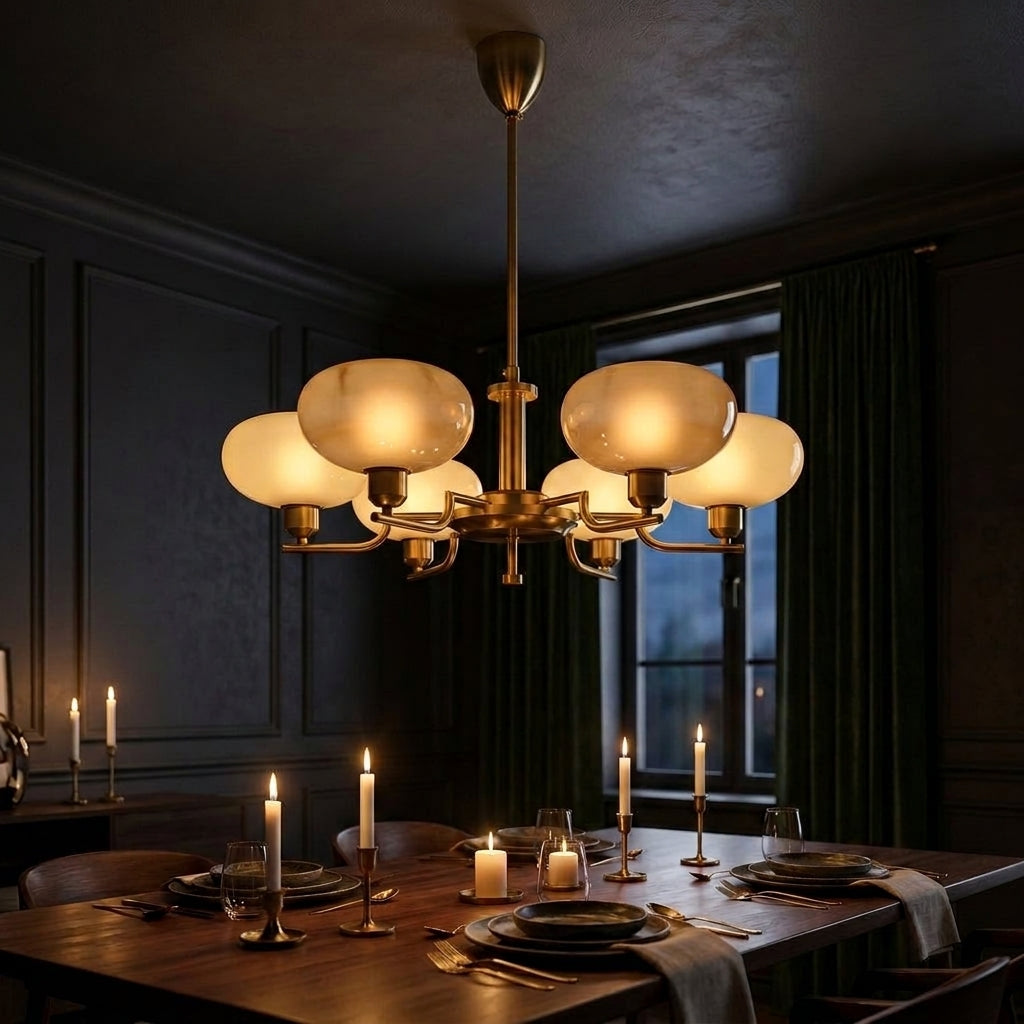 Multi-Arm Glass Chandelier Modern Globe Ceiling Light